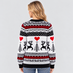 Julesweater med Rensdyr til Damer - Fair Isle Strik, Rund Hals