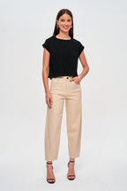 Højtaljede Jeans med Lige Cropped Ben