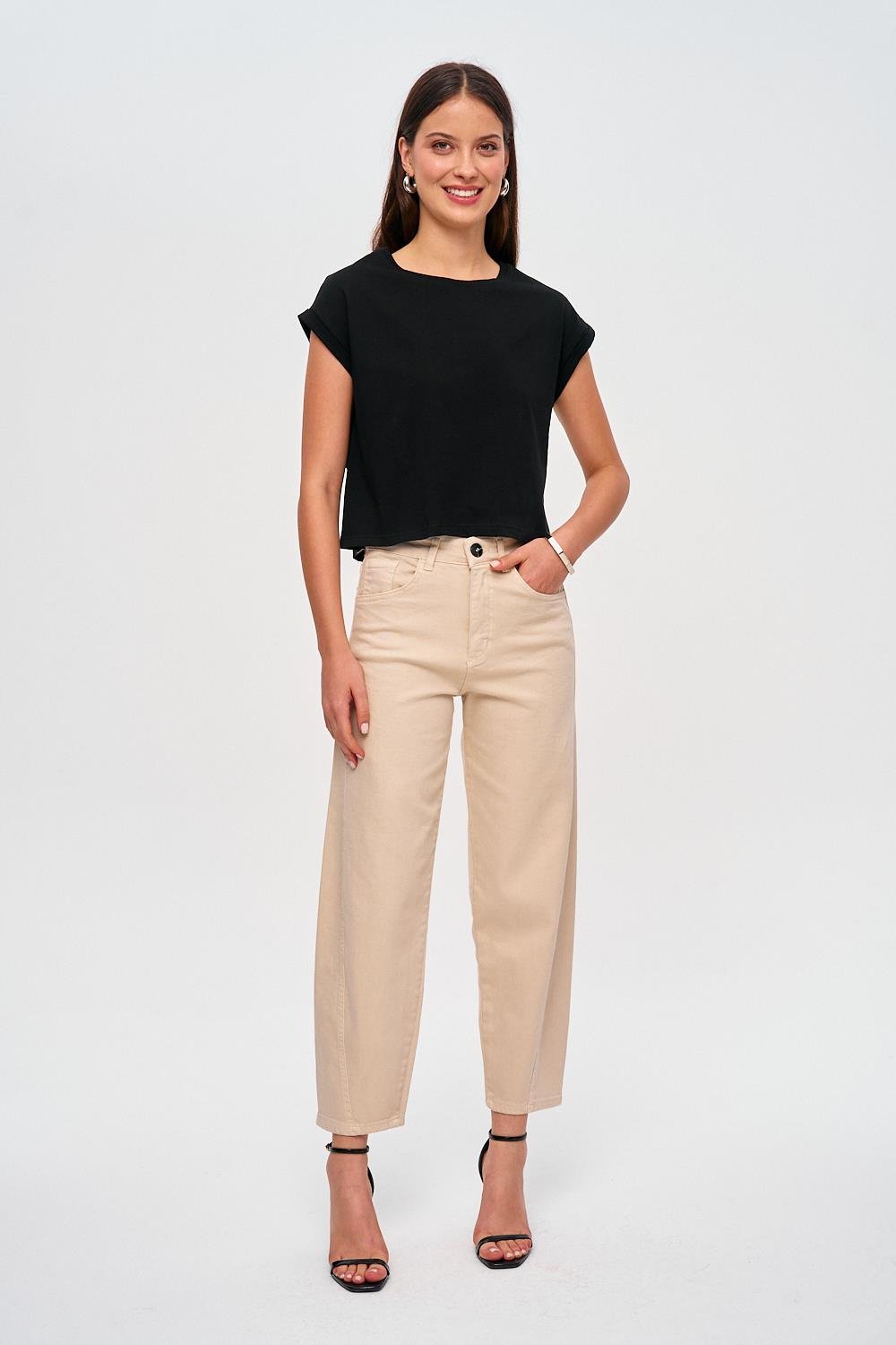 Højtaljede Jeans med Lige Cropped Ben