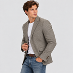 Herre Slim Fit Bomulds-Linned Blazer – Notch Revers Jakke