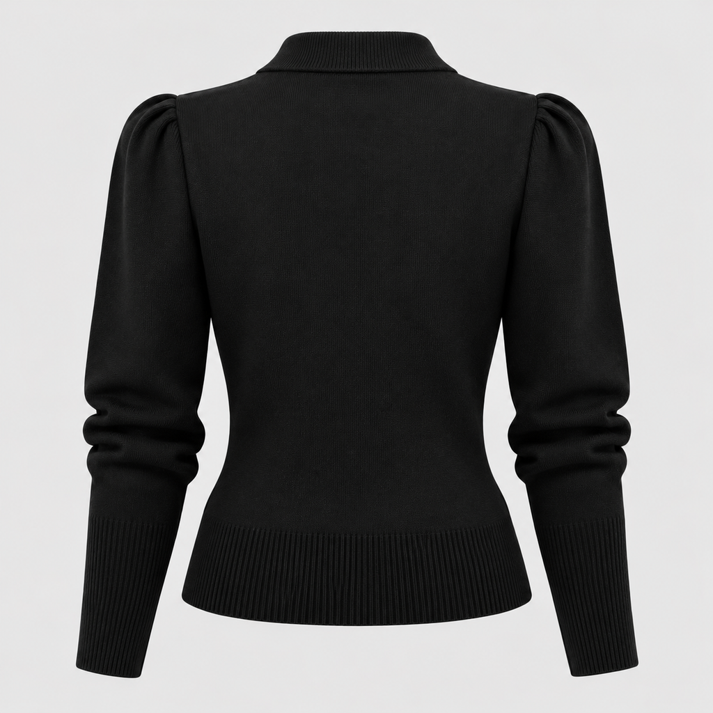 Cropped Strikket Cardigan til Damer - Guldknapper Foran, V-Hals