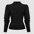 Cropped Strikket Cardigan til Damer - Guldknapper Foran, V-Hals