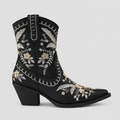 Broderede Cowgirlstøvler til Damer - Blomsterdesign med Blokhæl