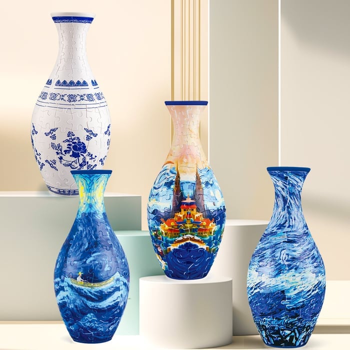 3D Puzzle Vase – EcoBloom, Dekorativ Blomstervase med Aftagelig Vandbeholder