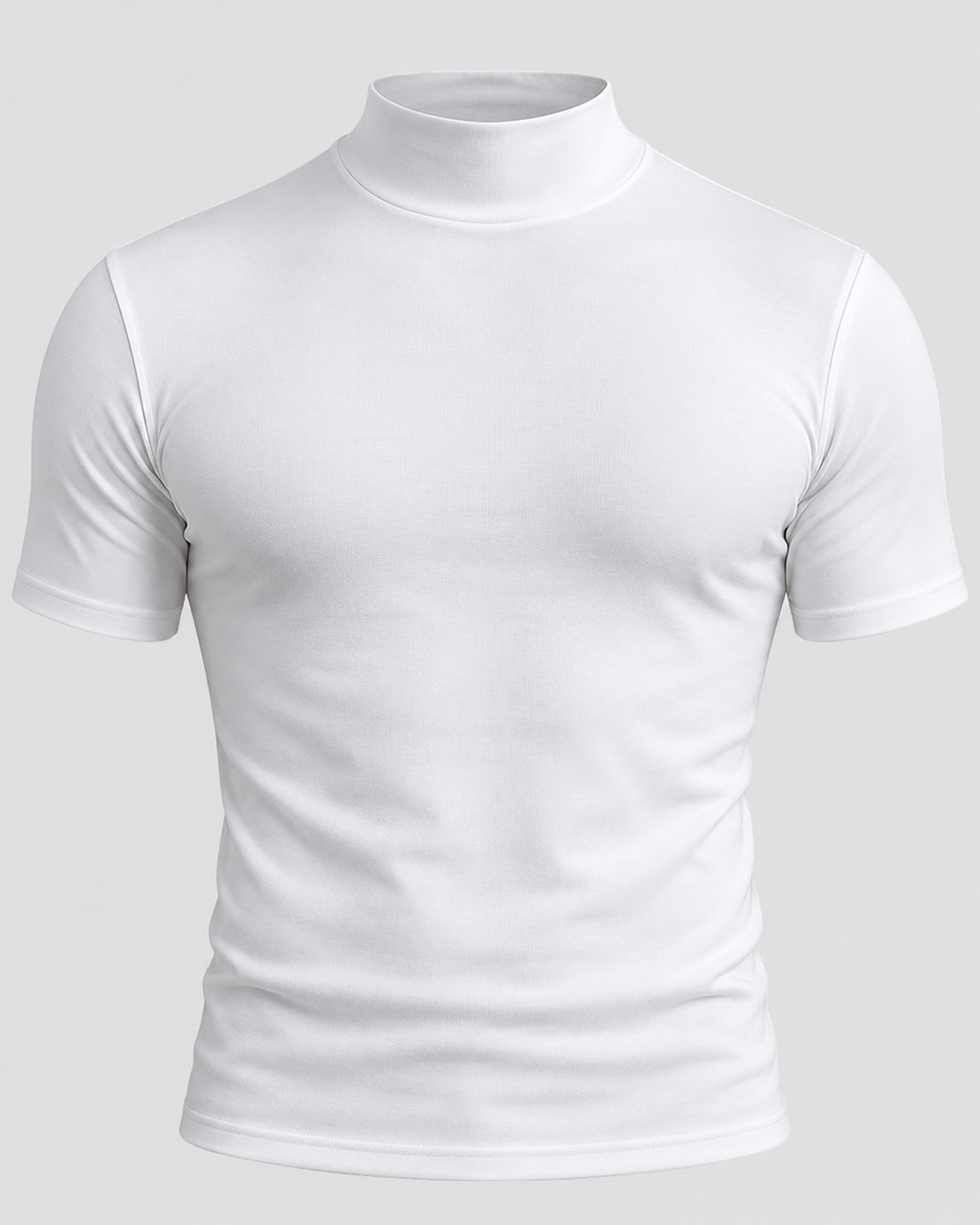 T-Shirt med Høj Hals til Herrer - Tætsiddende, Korte Ærmer