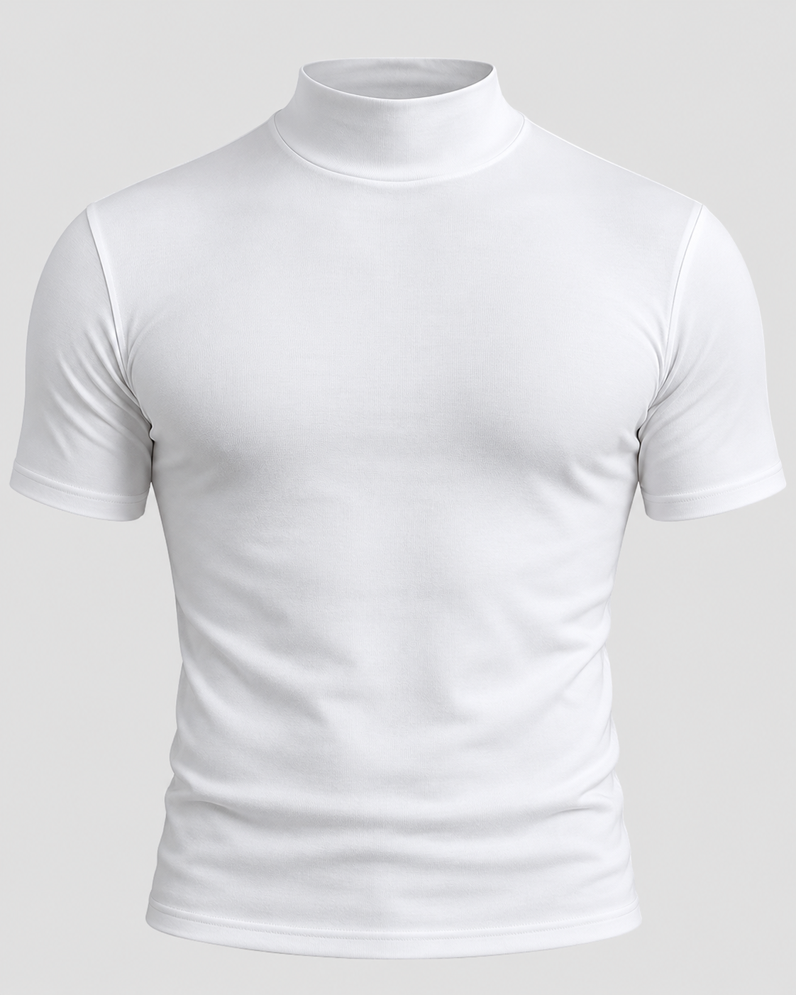 T-Shirt med Høj Hals til Herrer - Tætsiddende, Korte Ærmer
