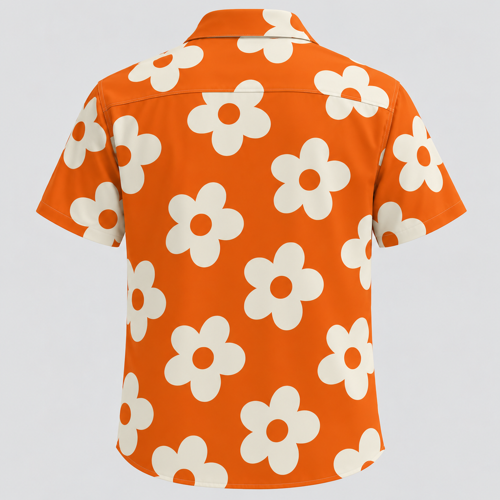 Blomsterprintet Skjorte til Herrer - Korte Ærmer, Klassisk Krave