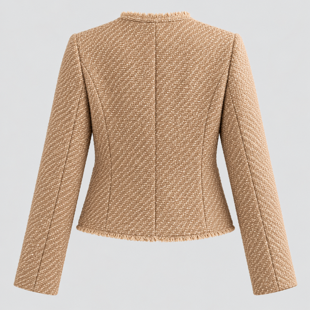 Tweed Blazer til Damer - Figursyet, Knaplukning Foran