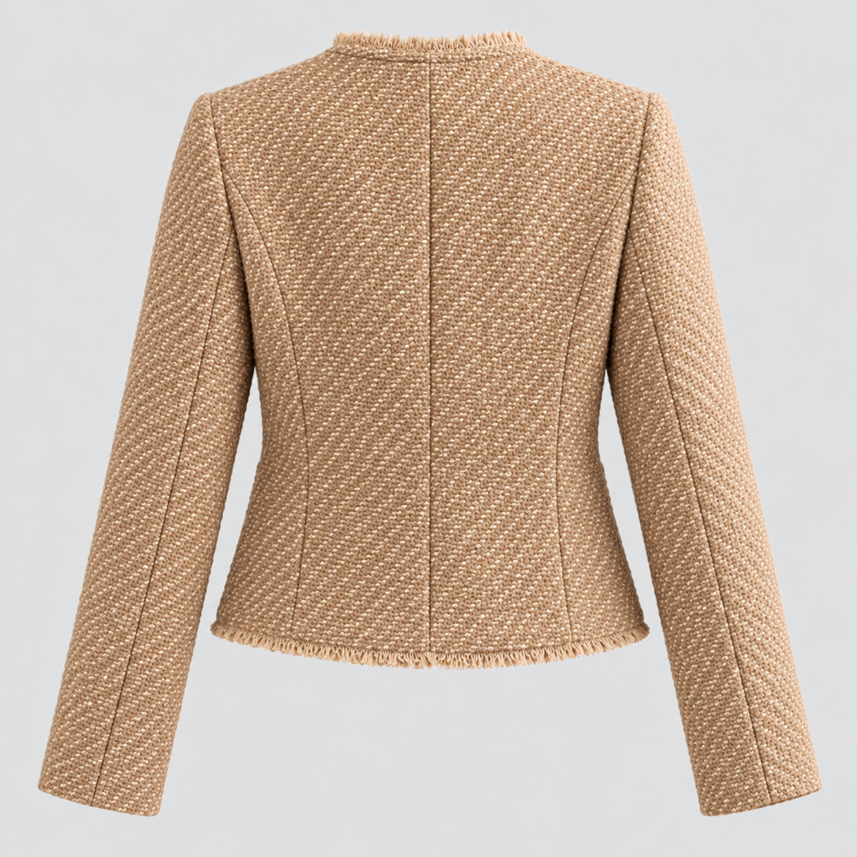 Tweed Blazer til Damer - Figursyet, Knaplukning Foran