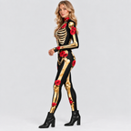 Skelettryk Overall til Damer - Halloween-Kostume med Rosendetaljer