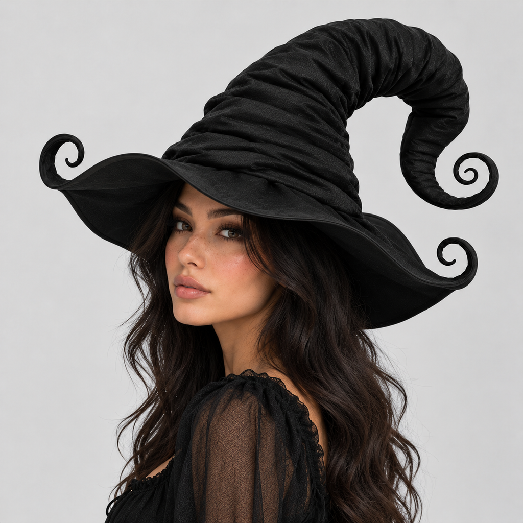 Buet Heksehat - Sort Gotisk Halloween-Kostumehat