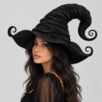 Buet Heksehat - Sort Gotisk Halloween-Kostumehat