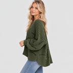 Sweater med Flagermusærmer til Damer - Cropped Kabelstrik