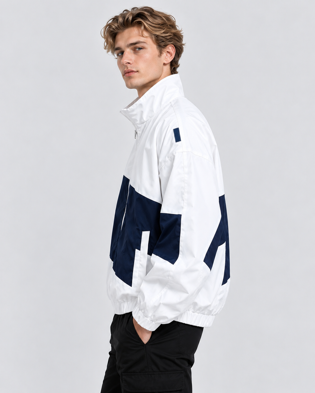 Let Vindjakke til Herrer - Colorblock, Gennemgående Lynlås