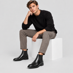 Herre Læder Chelsea Boots – Rød Sål Slip-On Støvler