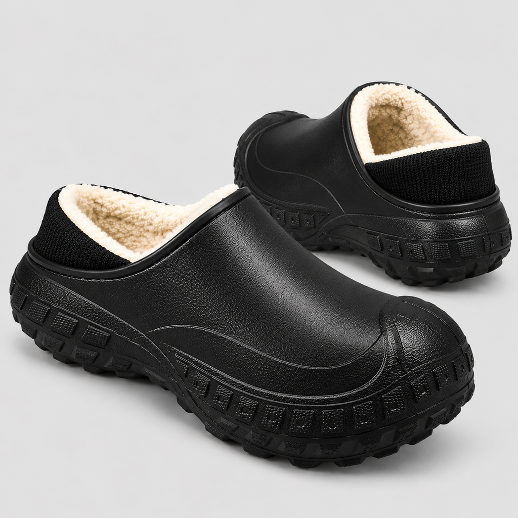 Vandtætte Slip-On Sko til Herrer - Fleeceforet, Kraftig Skridsikker Sål