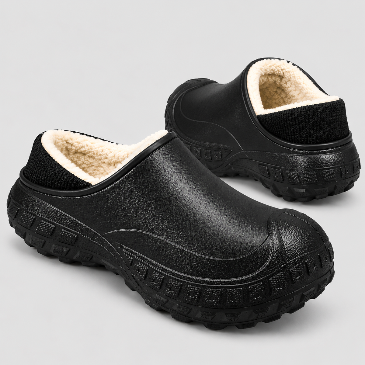 Vandtætte Slip-On Sko til Herrer - Fleeceforet, Kraftig Skridsikker Sål