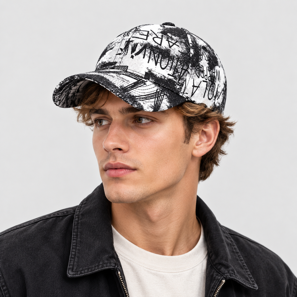 Snapback Kasket med Graffitiprint - Justerbar Kasket i Bomuld