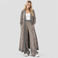 Todelt Sæt med Leopardprint til Damer - Cardigan og Brede Bukser