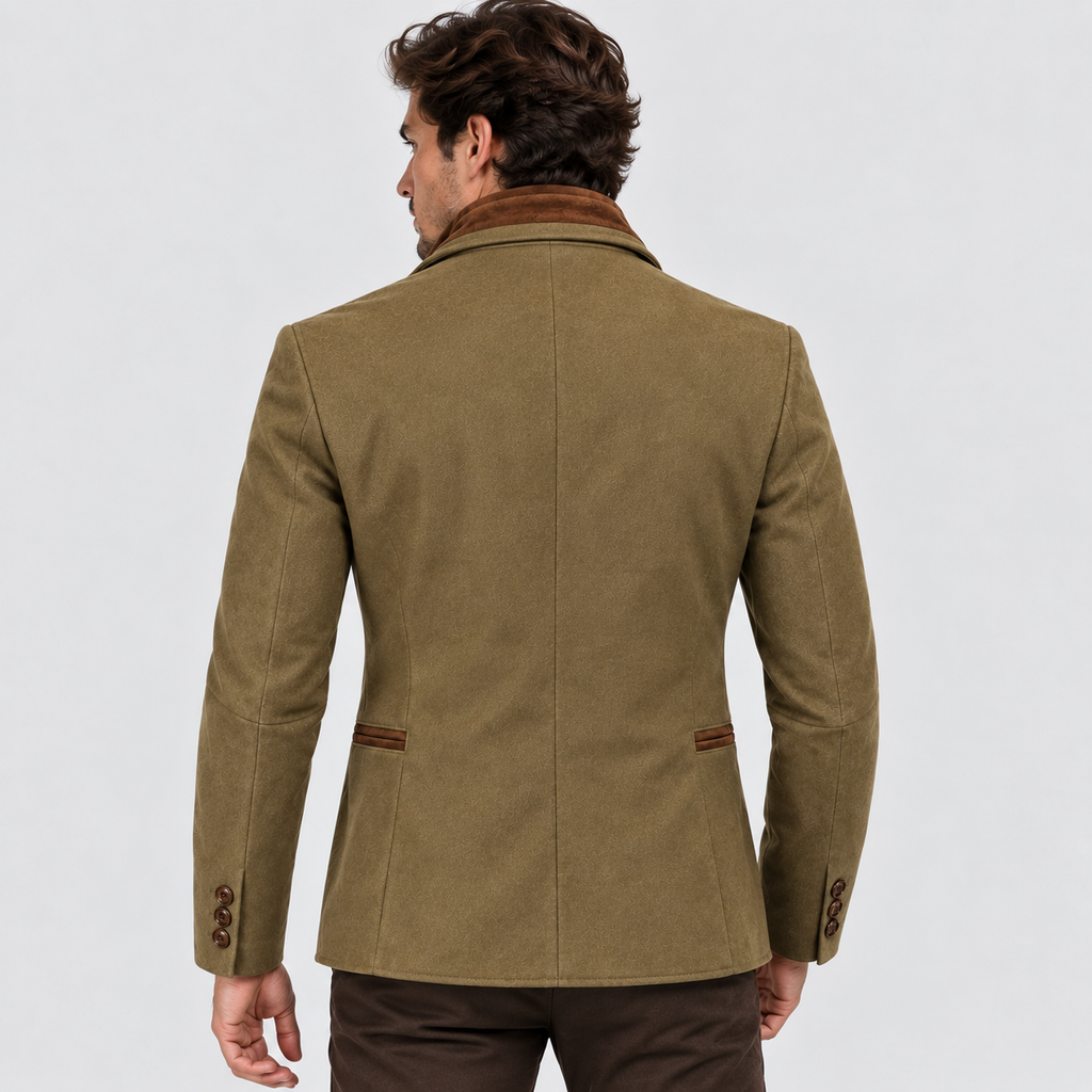 Herre Slim Fit Jakke – Reverskrave med Kontrastforing