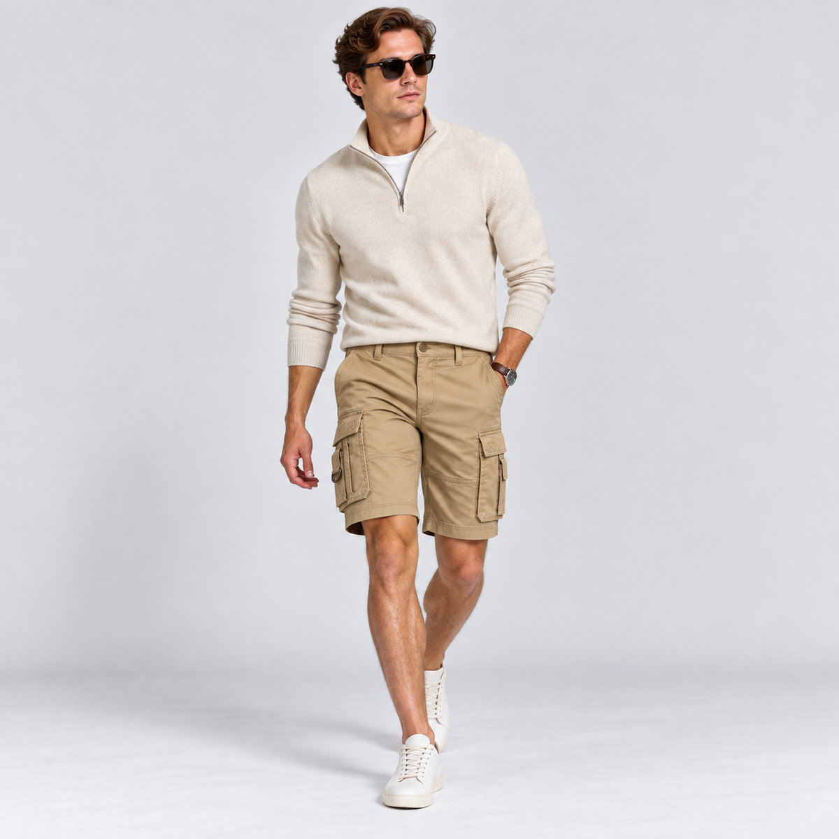 Herre Cargoshorts – Afslappet Pasform Bomuld Multi-lomme