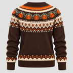 Græskar-Jacquard Sweater til Damer - Fair Isle Halloween-Strik