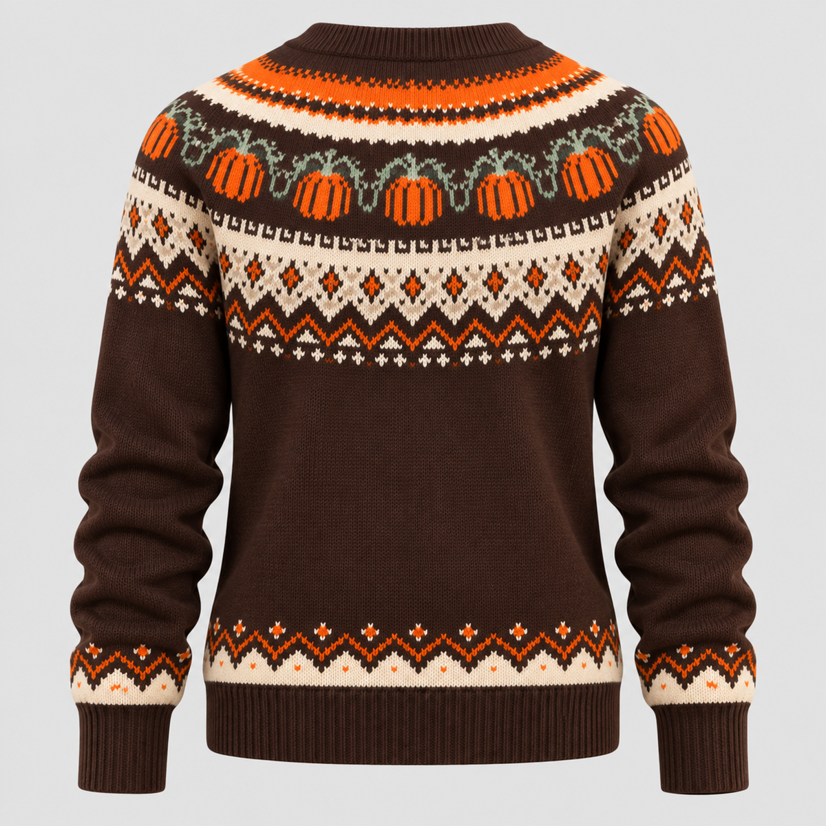 Græskar-Jacquard Sweater til Damer - Fair Isle Halloween-Strik