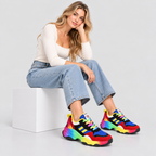 Flerfarvede Chunky Sneakers til Damer - Platformsål med Snørebånd