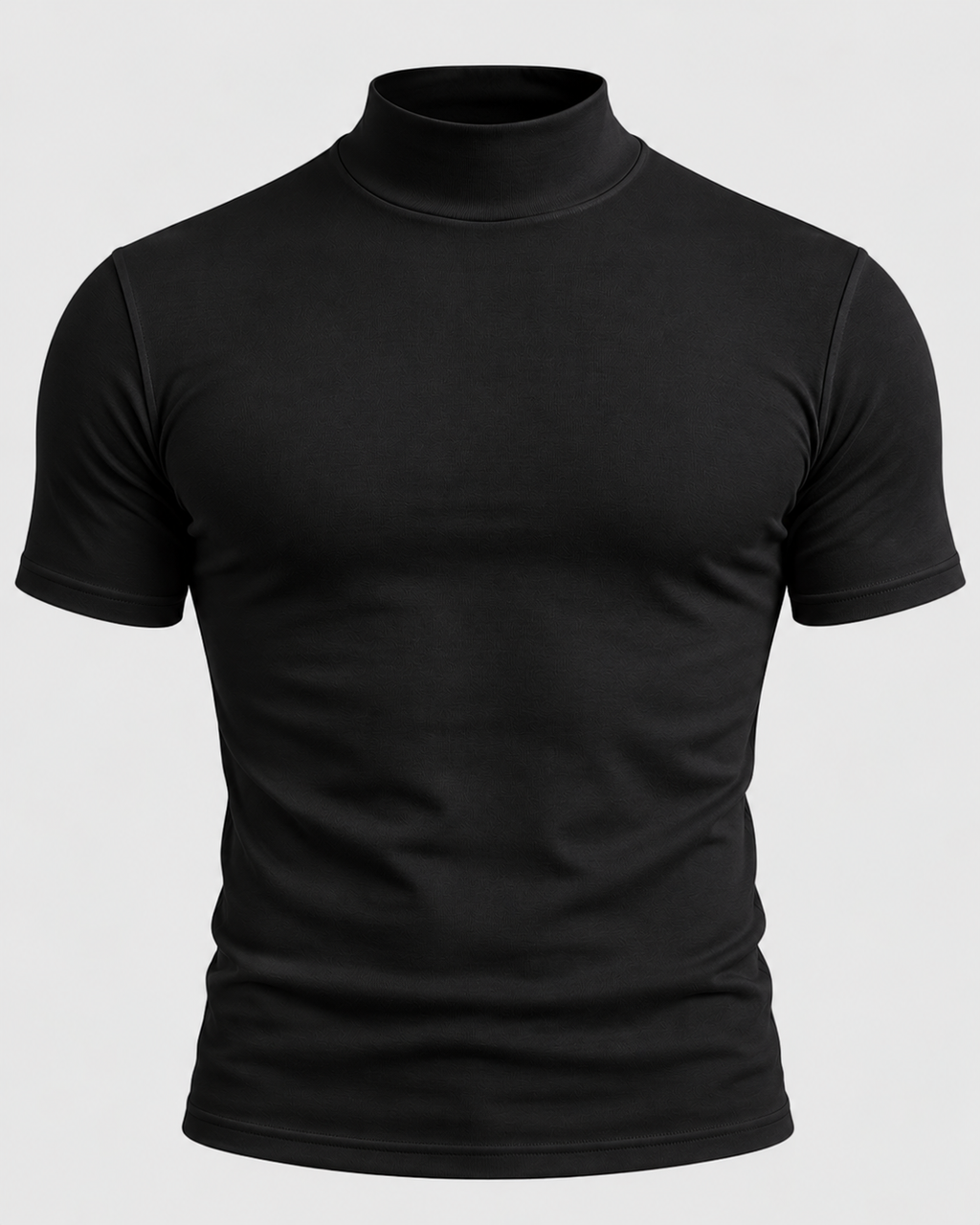 T-Shirt med Høj Hals til Herrer - Tætsiddende, Korte Ærmer