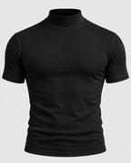 T-Shirt med Høj Hals til Herrer - Tætsiddende, Korte Ærmer
