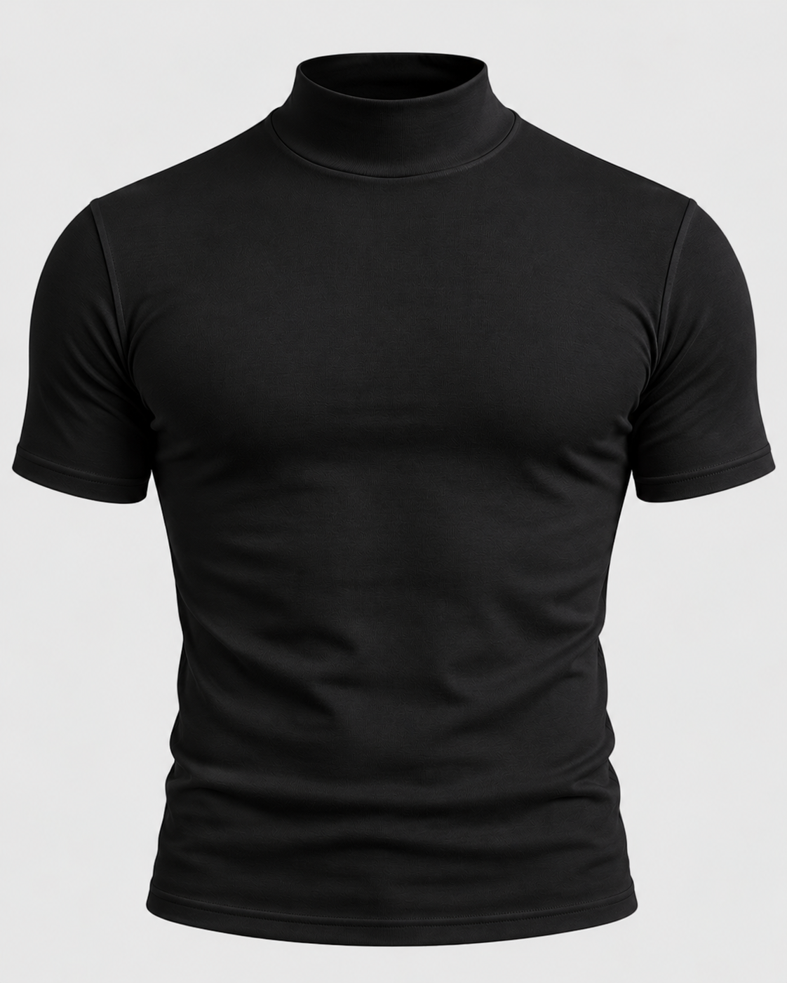 T-Shirt med Høj Hals til Herrer - Tætsiddende, Korte Ærmer