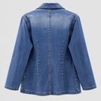 Denimjakke-Blazer til Damer - Reverskrave, Hoftelommer