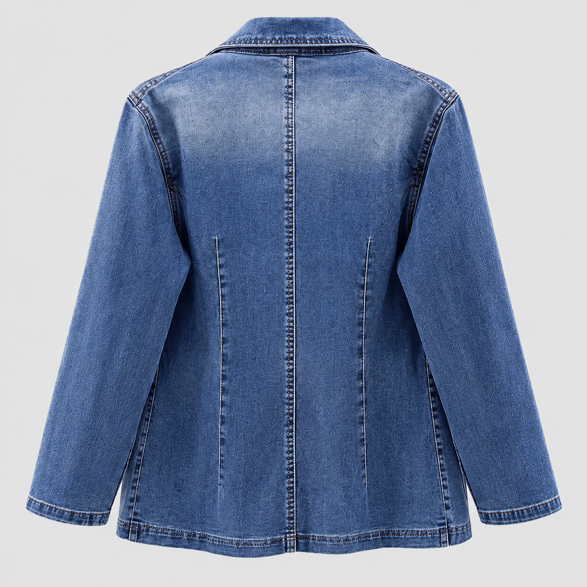 Denimjakke-Blazer til Damer - Reverskrave, Hoftelommer