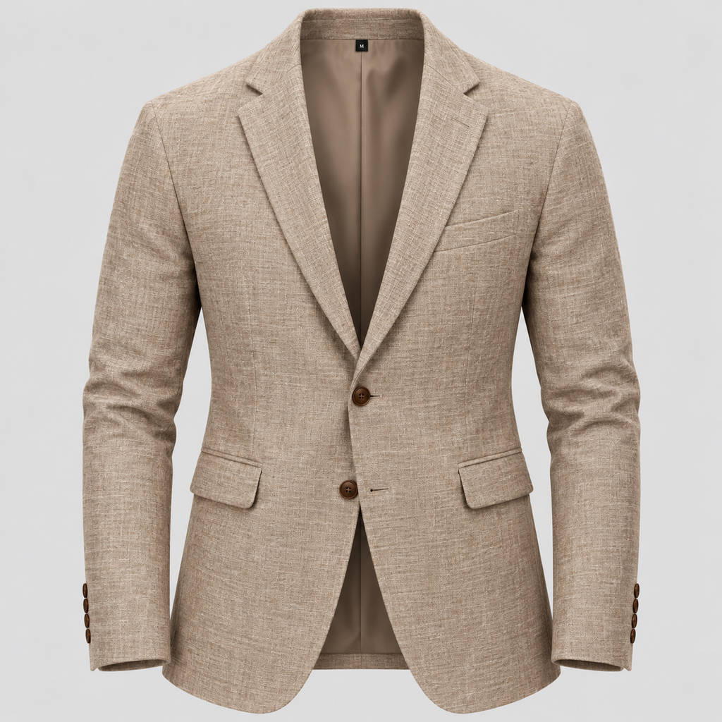 Herre Slim Fit Bomulds-Linned Blazer – Notch Revers Jakke