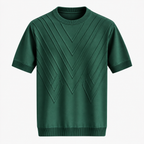 Herre Textureret Crew Neck T-Shirt – Chevronmønster Kort Ærme