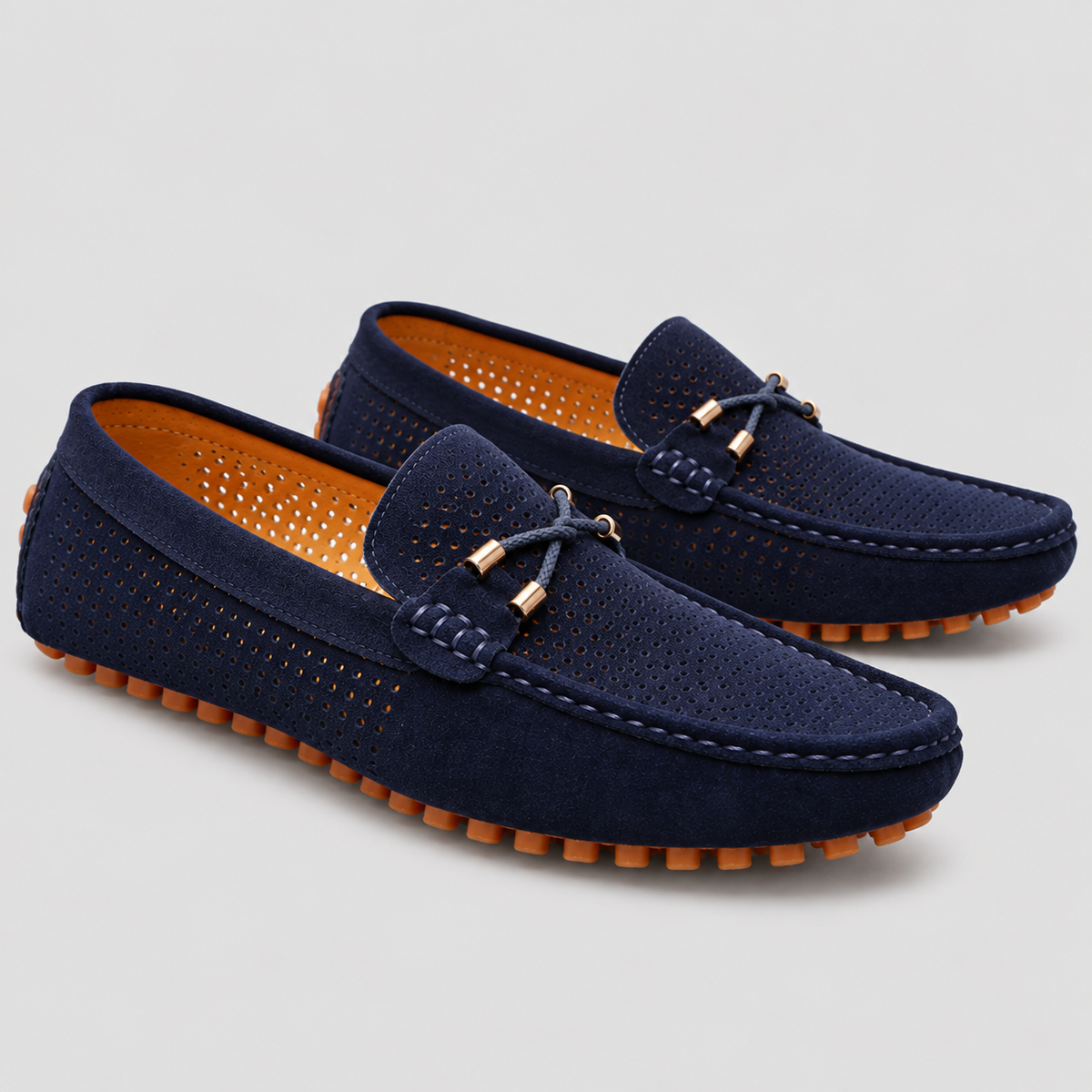 Herre Perforerede Læder-Loafers – Slip-On Mokkasiner