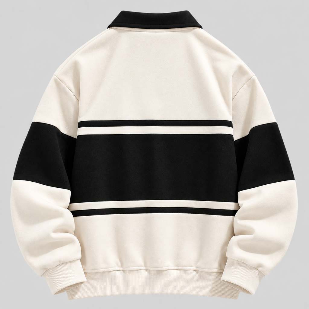 Polokrave Pullover til Herrer - Sweater med Kontraststriber