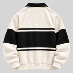 Polokrave Pullover til Herrer - Sweater med Kontraststriber