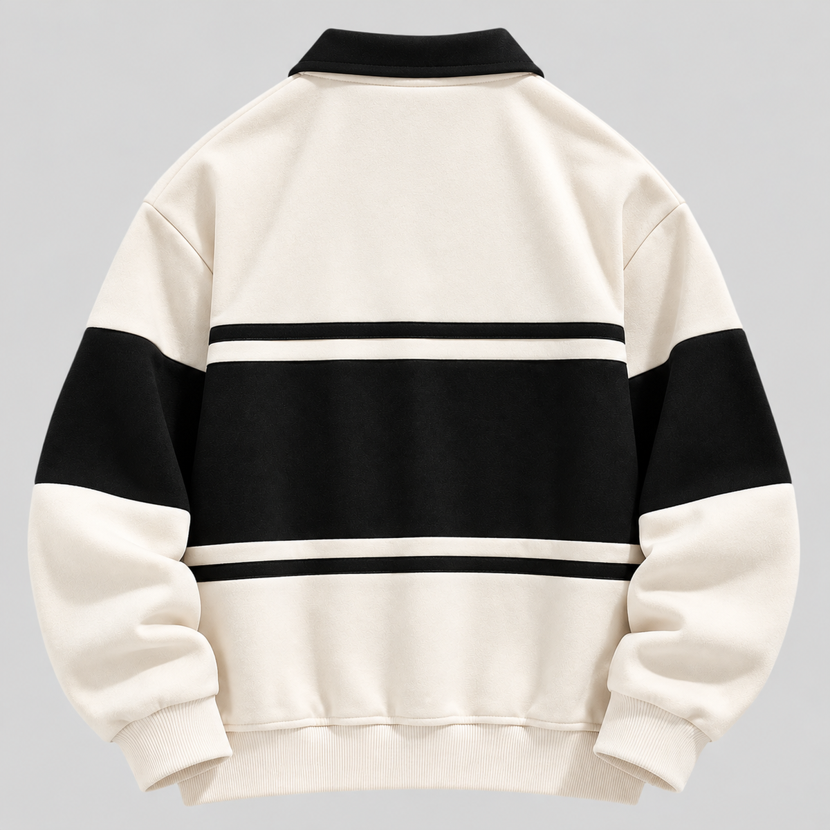 Polokrave Pullover til Herrer - Sweater med Kontraststriber