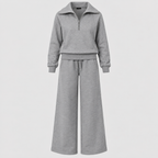 Joggingsæt med Lynlås - Todelt Loungewear med Vide Ben