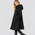 Lang Frakke i Uldlook - Wrap-Lukning med Revers
