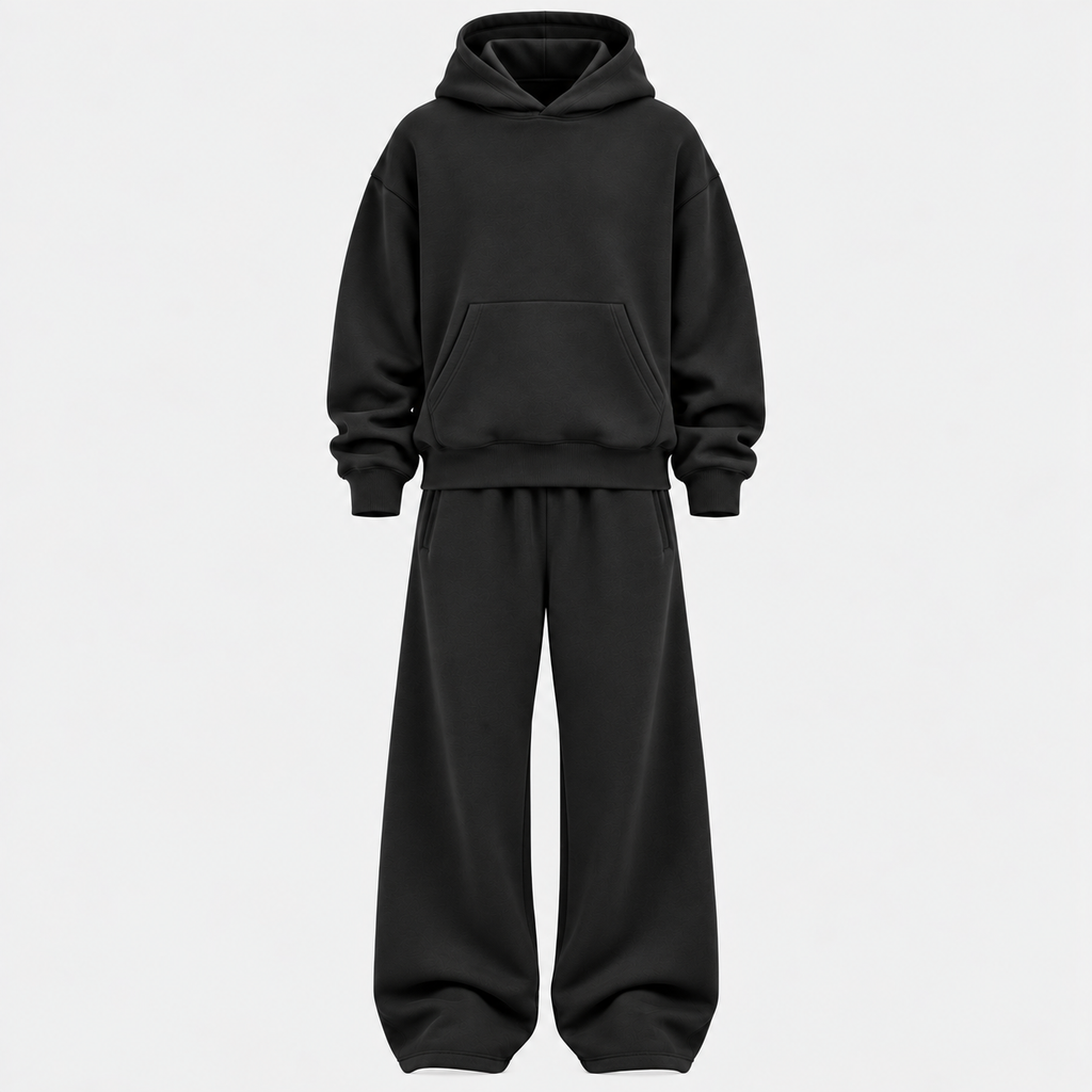 Herre Colorblock Hoodie Sæt – Straight Cut Træningsdragt