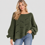 Sweater med Flagermusærmer til Damer - Cropped Kabelstrik