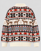 Fair Isle Rensdyrsweater til Damer - Snefnugsbånd, Ribbet Rund Hals