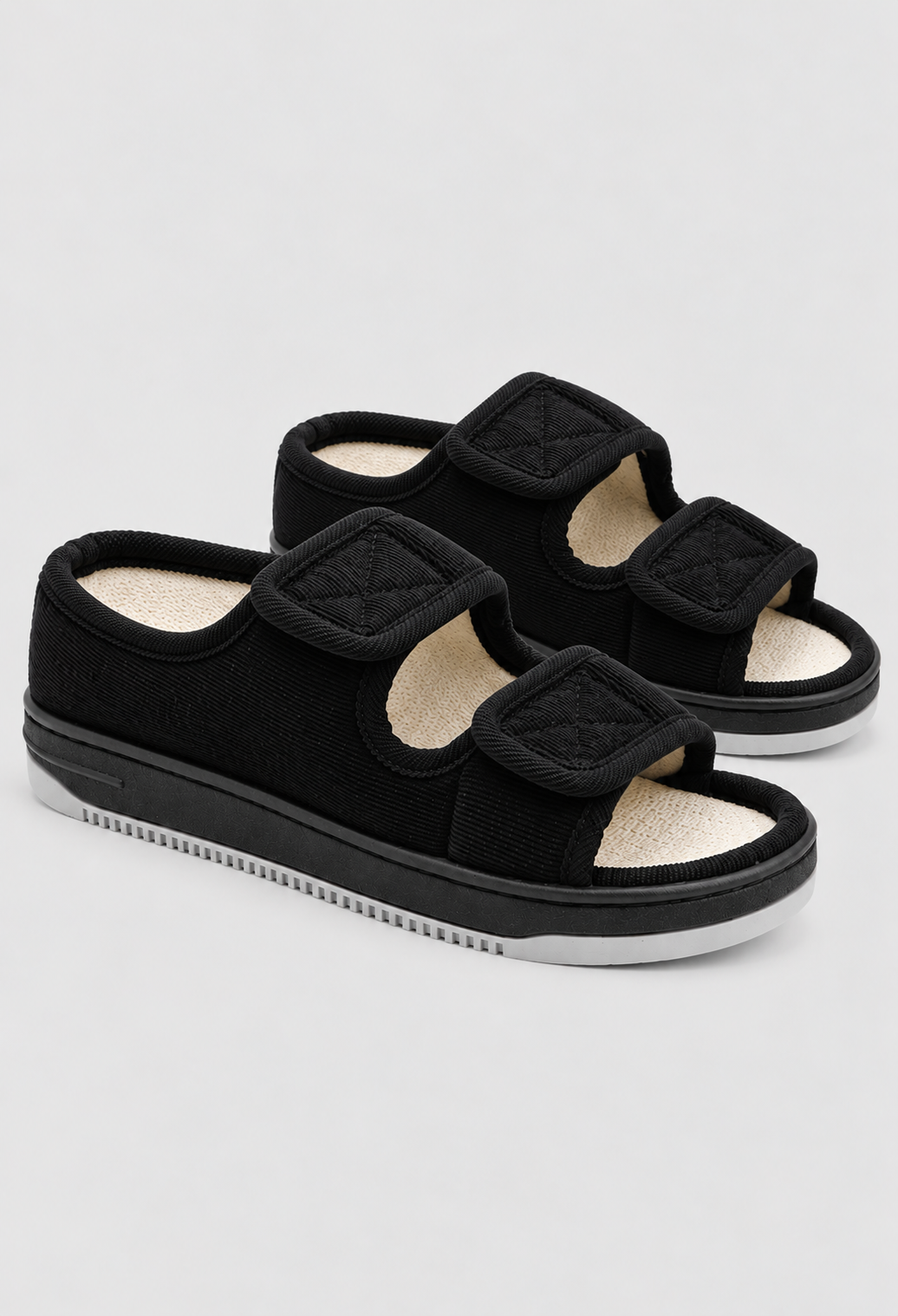 Ekstra Brede Slippers med Åben Tå - To Burrebånd, Lukket Hæl
