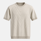 Herre Textureret Crew Neck T-Shirt – Chevronmønster Kort Ærme