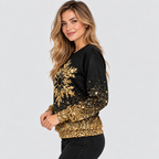 Pailletsweater med Snefnug til Damer - Ombre Gradient Strik