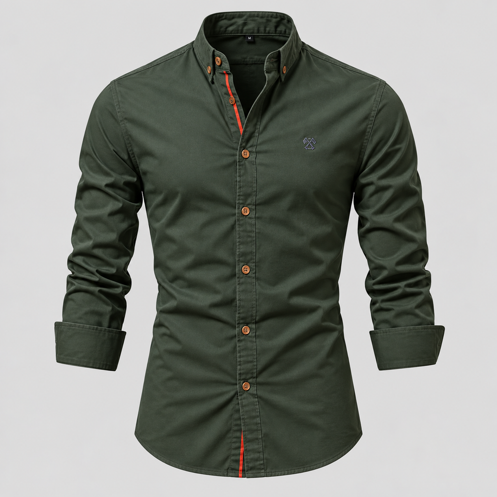 Herre Slim Fit Standkraveskjorte – Grandad Krave Knapskjorte