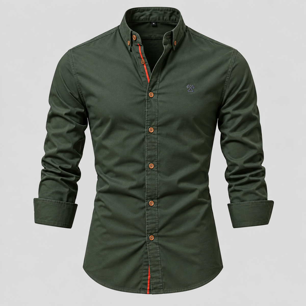 Herre Slim Fit Standkraveskjorte – Grandad Krave Knapskjorte