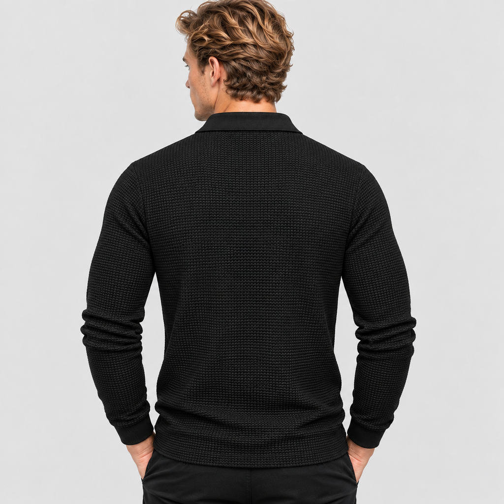 Herre Polosweater med Geometrisk Print - Treknaps Placket